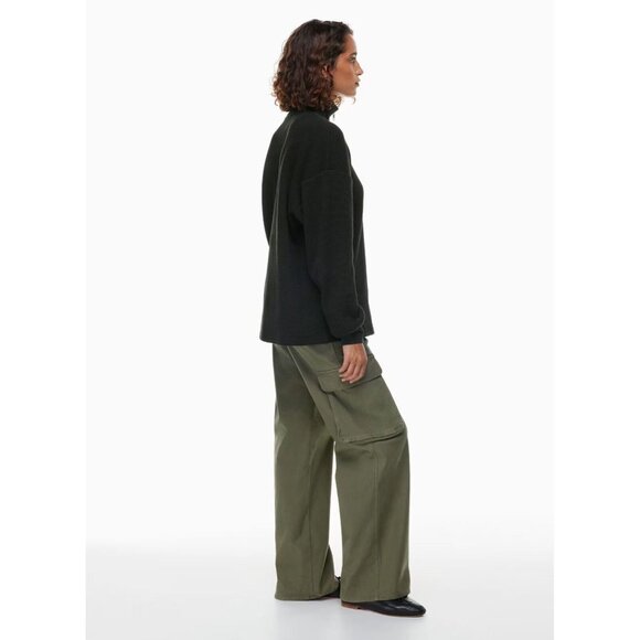 Aritzia WILFRED FREE Loft Taupe Cotton Waffle Knit Oversized 1/4 Zip Top, Size M - Picture 14 of 16